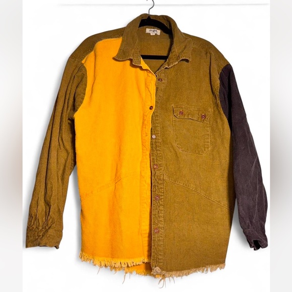 Umgee Other - Umgee Men's Colorblock Shirt Jacket in Brown and Yellow